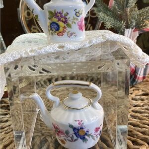Floral Miniature Teapot and Watering Pitcher